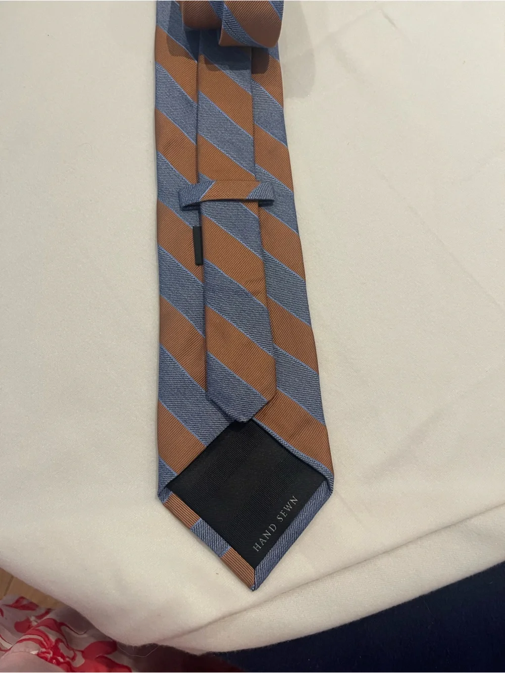 Robert Talbott Caramel Brown and Blue Diagonal Stripe Men’s Tie
